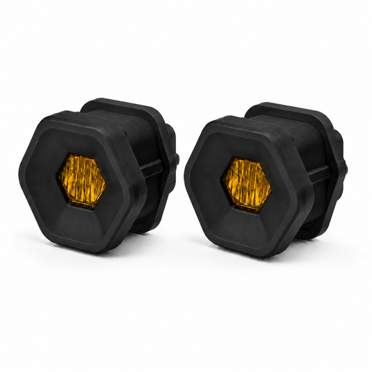 VNTR WORKS Universal Grille Light Integration bundle for Baja Designs S1, two black housings with amber lenses