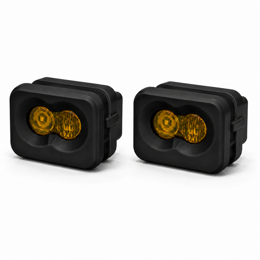 VNTR WORKS Universal Grille Light Integration bundle for Baja Designs S2, two black housings with dual amber lenses
